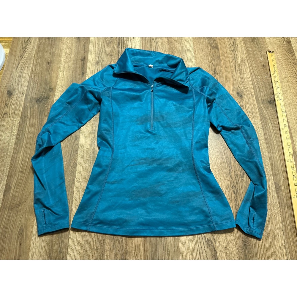 Under Armour Shirts Womens Size Medium? Teal Quarter Zip Long Sleeve Camo Print